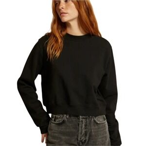 Real Essentials Black‎ Pullover Sweatshirt Cropped Long Sleeve 2X NWOT